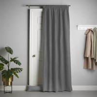 Velvet Chenille Thermal Fleece Lined Pencil Pleat Taped Top Door Curtain - Slate