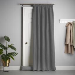 Velvet Chenille Thermal Fleece Lined Pencil Pleat Taped Top Door Curtain - Slate - thumbnail 4