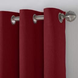 Linen Look Eyelet Ring Top Blackout Curtains - Red / 229cm - thumbnail 2