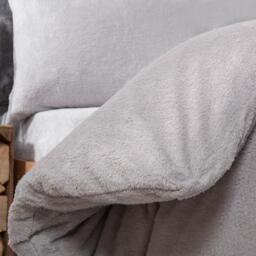 Teddy Fleece Duvet Cover Set - Silver / Double - thumbnail 2