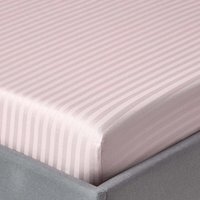 330 Thread Count Egyptian Cotton Satin Stripe Fitted Sheet - Dusky Pink / Double
