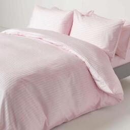 330 Thread Count Egyptian Cotton Satin Stripe Fitted Sheet - Dusky Pink / Double - thumbnail 3