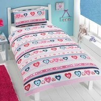 Sally Heart Polycotton Duvet Set With Pillowcase - Multicolor