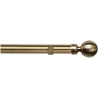 28mm Fixed Length Metal Eyelet Curtain Pole Set - Met Ball Finial - Antique Brass / 110cm