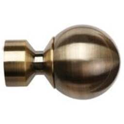 28mm Fixed Length Metal Eyelet Curtain Pole Set - Met Ball Finial - Antique Brass / 110cm - thumbnail 3