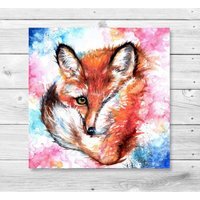 Fox Canvas Wall Art - Brown / 12 x 12 in