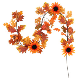 Sunflower Garland with Lights Decoration - Orange - thumbnail 2
