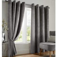 Velvet Blackout Eyelet Curtains - Silver / 117cmcm / 137cmcm