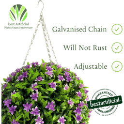 Best Artificial 28cm Purple Lily Hanging Basket Flower Topiary Ball - Purple - thumbnail 4