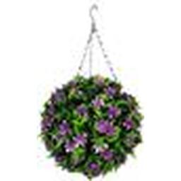 Best Artificial 28cm Purple Lily Hanging Basket Flower Topiary Ball - Purple - thumbnail 2