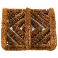 Natural Coir Door Mat Wire Brush - Brown - thumbnail 1