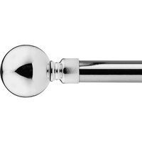 16-19mm Sphere Extendable Eyelet Metal Curtain Pole Set - Chrome / 160cm
