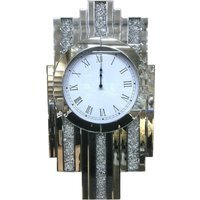 Mirrored Crushed Jewel Mantel Clock Wall Clock - Silver