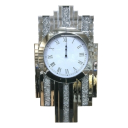 Mirrored Crushed Jewel Mantel Clock Wall Clock - Silver - thumbnail 2