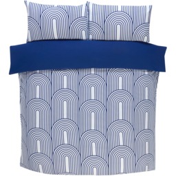 Arches Geometric Polycotton Duvet Set With Pillowcase - Blue / King - thumbnail 2