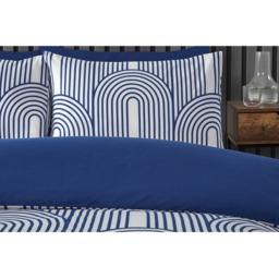 Arches Geometric Polycotton Duvet Set With Pillowcase - Blue / King - thumbnail 4