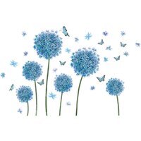 Blue Dandelion and Butterfly Wall Stickers - Blue