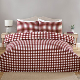 Catriona Gingham Duvet Set - Burgundy / Superking - thumbnail 2