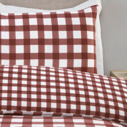 Catriona Gingham Duvet Set - Burgundy / Superking - thumbnail 3