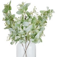 Wyld Haus Large Artificial Winter Sprigs Set of 3 Lamb's Ear and Wax Flower - Green
