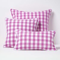 Block Check Cotton Gingham Cushion Cover - Pink / 45cm - image 1