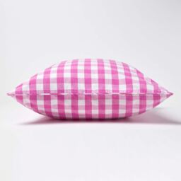 Block Check Cotton Gingham Cushion Cover - Pink / 45cm - thumbnail 4