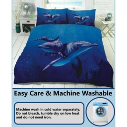 Animal 3D Panel Printed Premium Polycotton Duvet Cover Set - Dolphin / Dolphin / Single - thumbnail 2
