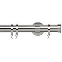 35mm Fixed Length Metal Curtain Pole Set Chrome End Cap Finial - Chrome / 115cm - image 1