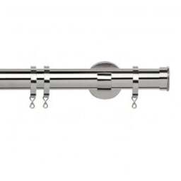 35mm Fixed Length Metal Curtain Pole Set Chrome End Cap Finial - Chrome / 115cm - thumbnail 2