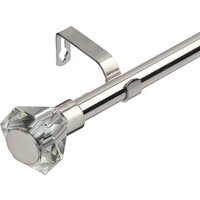 19mm Extendable Metal Curtain Pole Set Diamond - Brushed Steel / 210 - 320 cm