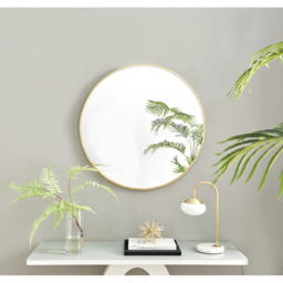 Emma Round Gold Frame Wall Mirror - Gold / 80cm - thumbnail 3