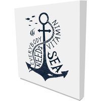 Everyone Needs Vitamin Sea - Wrapped Canvas Graphic Art Print - Black / 101cm - thumbnail 1