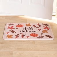 Autumnal Halloween Cosy Washable Anti Slip Indoor Doormat - Natural