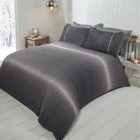 Diamante Teddy Fleece Polyester Duvet Set With Pillowcase - Grey / Single