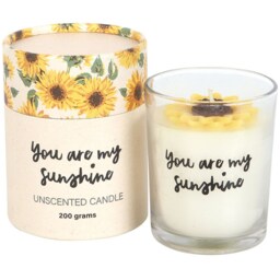 You Are My Sunshine Unscented Jar Candle with 3D Sunflower - White - thumbnail 5