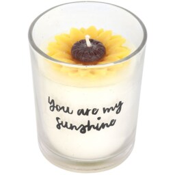 You Are My Sunshine Unscented Jar Candle with 3D Sunflower - White - thumbnail 4