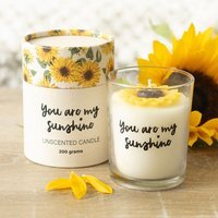 You Are My Sunshine Unscented Jar Candle with 3D Sunflower - White