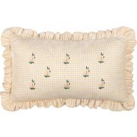Les Petite Fleurs Cotton Gingham Ruffle Cushion - Natural / Polyester - image 1