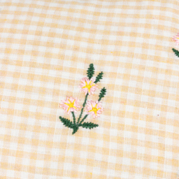 Les Petite Fleurs Cotton Gingham Ruffle Cushion - Natural / Polyester - thumbnail 4