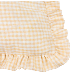 Les Petite Fleurs Cotton Gingham Ruffle Cushion - Natural / Polyester - thumbnail 5