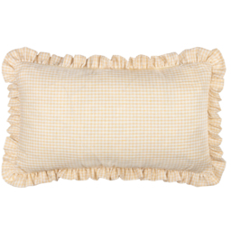 Les Petite Fleurs Cotton Gingham Ruffle Cushion - Natural / Polyester - thumbnail 2