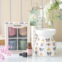 Floral Bug Scented Garden Rose Glass Tube Candle - 50 Hour Burn Time - thumbnail 2