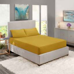 Premium Quality Waterproof Fitted Sheet  - ochre / Single - thumbnail 2