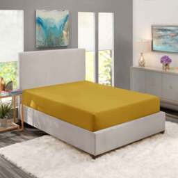 Premium Quality Waterproof Fitted Sheet  - ochre / Single - thumbnail 4