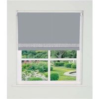 Straight Diamante Edge Border Blackout Roller Blind - Light Grey / 105cm