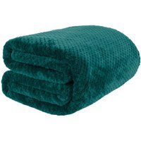 Waffle Honeycomb Mink Throw - Teal / 200cm
