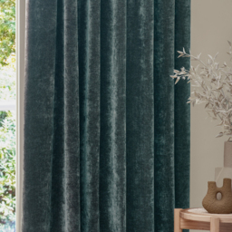 Heavy Chenille Velvet Pencil Pleat Curtains - Marine / 229cm - thumbnail 3