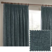 Heavy Chenille Velvet Pencil Pleat Curtains - Marine / 229cm - thumbnail 1