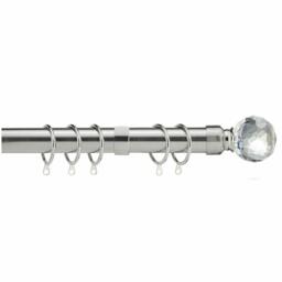 Adjustable Crystal Metal Curtain Pole Set - Satin Nickel / 144cm - thumbnail 2