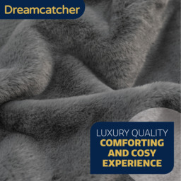 Fleece Blanket Faux Fur Throw - Dark Grey - thumbnail 5